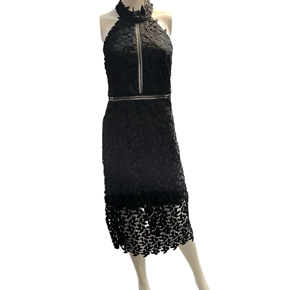 Bardot Geme Halter Lace Dress Black Sheath Midi XL Cocktail LBD Event Gala Party